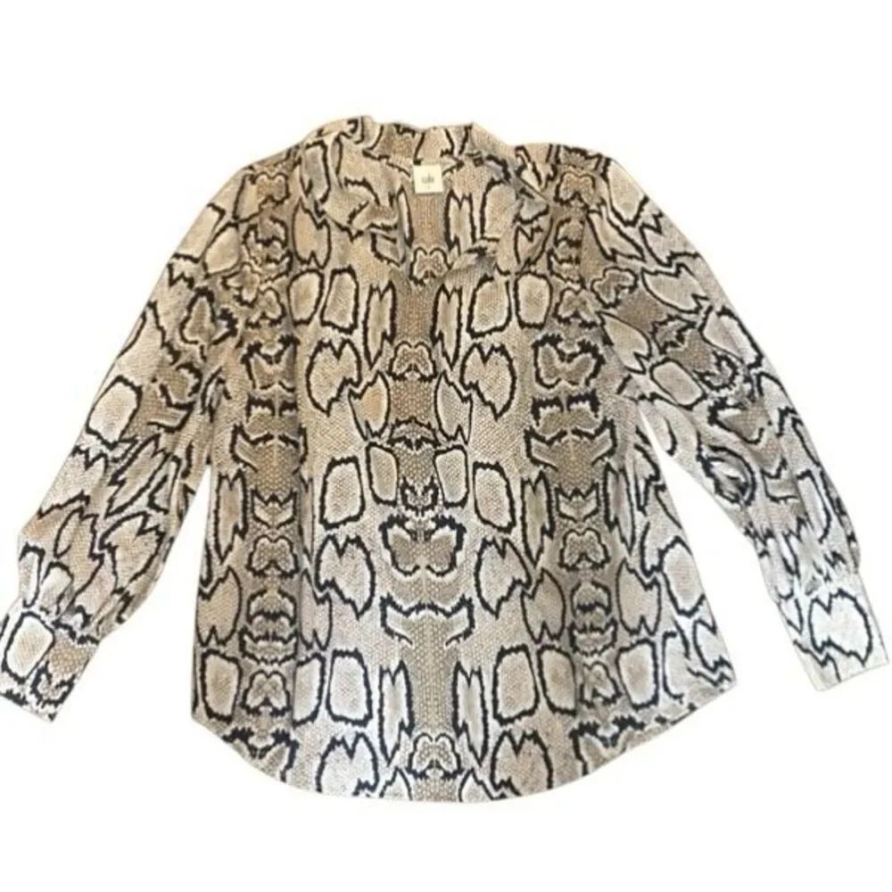 CAbi Style 3759 Serpentine Snake Print Blouse large long sleeve vneck